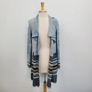 One World Live And Let Live Womens Open Front Knit Cardigan Sweater Size PL Blue - Picture 1 of 15