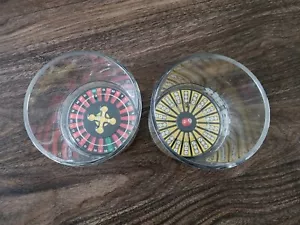 Vintage MCM Novelty Acrylic Gaming Glasses Roulette & Big 6 Barware - Picture 1 of 11