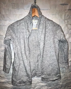 EUC Little Girl's CREW CUTS 100% Cotton L/S Open Cardigan Sweater Silk Trim Gray - Picture 1 of 6