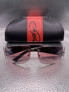 Vintage Ed Hardy Sunglasses Lover Boy Red Burgundy Model #306 With Case - Picture 1 of 10