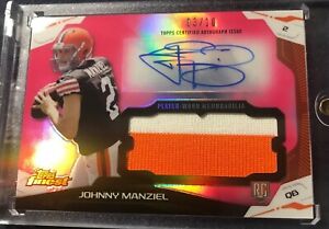 2014 TOPPS FINEST Pink REFRACTOR JUMBO Patch RC AUTO JOHNNY MANZIEL #3/10 B13