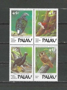PALAU , USA , 1989 , ENDANGERED BIRDS , BLOCK OF 4 STAMPS , PERF , MNH , CV$4 - Picture 1 of 1