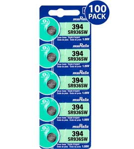 Murata 394 (SR936SW) Silver Oxide Watch Battery (100 Count) - Replaces Sony 394 - Picture 1 of 10