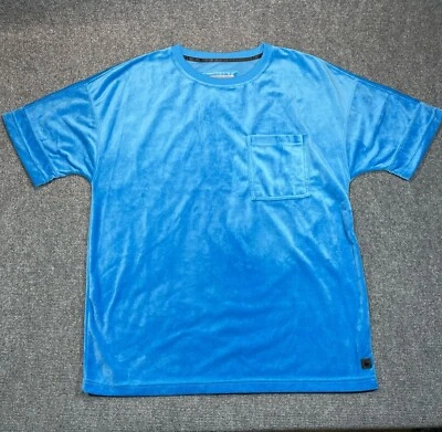 Madison Supply T Shirt Mens Size Large Blue Velour Short Sleeve Chest Pocket - Image 1 of 4