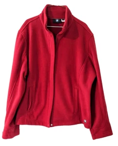🔥BMW Logo Burgundy Red Size XL Fleece Zippered Jacket Snap Collar 2 Pockets🔥 - Picture 1 of 12