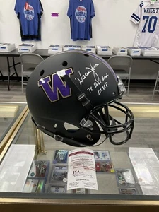 WARREN MOON SIGNED WASHINGTON HUSKIES BLACK FULL SIZE HELMET W/ 78 ROSE BOWL MVP - Picture 1 of 5