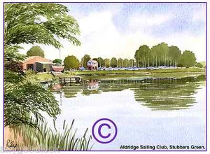 ALDRIDGE SAIL CLUB WEST MIDS AQUARELL KÜNSTLER DRUCK KUNSTKARTE 8"x 6" - Bild 1 von 1