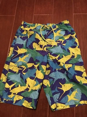 Boy's Board Shorts Swim Trunks Authentic J. Khaki Mesh Liner Sz XL Sharks - Image 1 of 3