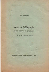 mx12 NOTE DI BIBLIOGRAFIA AQUILEIESE E GRADESE di Paolo Lino Zovatto - Imagen 1 de 1