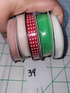 Mixed Lot #34. Holiday Time Mini Ribbon. 5 Rolls. - Picture 1 of 1