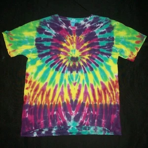 Organic Tie Dye Child T-Shirt Large 12 Bright Sunburst Hippy Tye Dyed Fair Trade - Picture 1 of 1