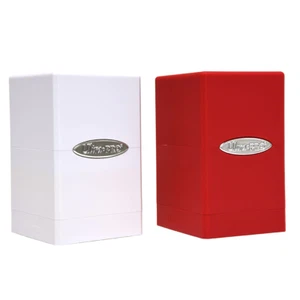 Ultra PRO Red White Satin Tower Deck Box Combo 100 Standard Size Storage Holder - Picture 1 of 2
