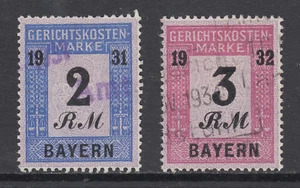 Germany, Bavaria, 1931 2RM & 1932 3RM Court Fee Fiscals, used, sound, F-VF. - Picture 1 of 1