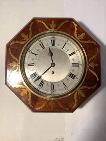 Antique English Fusee Gallery Octagon Wall Clock. Runs Cover