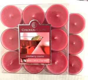 2 COLONIAL CANDLE Cranberry Cosmo Tea lights Package Of 9-18 Total - Picture 1 of 3