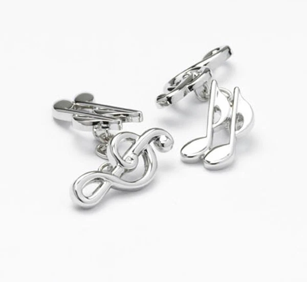 ONYX ART Treble Clef & Quaver on Chain Cufflinks - Music Themed Gift - Music Student
