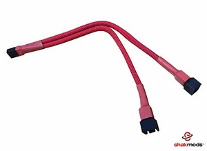 Shakmods 20cm 4 pin PMW Fan Y Splitter Red Sleeved Extension Cable - Picture 1 of 5