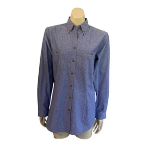 NEW Bisley Chambray Corporate Shirt Wmn Sz 10 Button Up Long Sleeve Pockets Blue - Picture 1 of 12