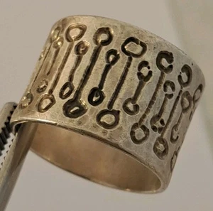 VTG Sterling Silver Handmade MODERNIST Scandinavian Design Wide Band Ring sz 9.5 - Picture 1 of 8