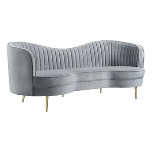 Maklaine Modern Upholstered Velvet Sofa with Camel Back in Gray - Picture 1 of 7