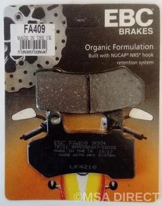 Rear Break Pads for Harley-Davidson Electra Glide Ultra 2008-2021 EBC FA409 - Picture 1 of 7