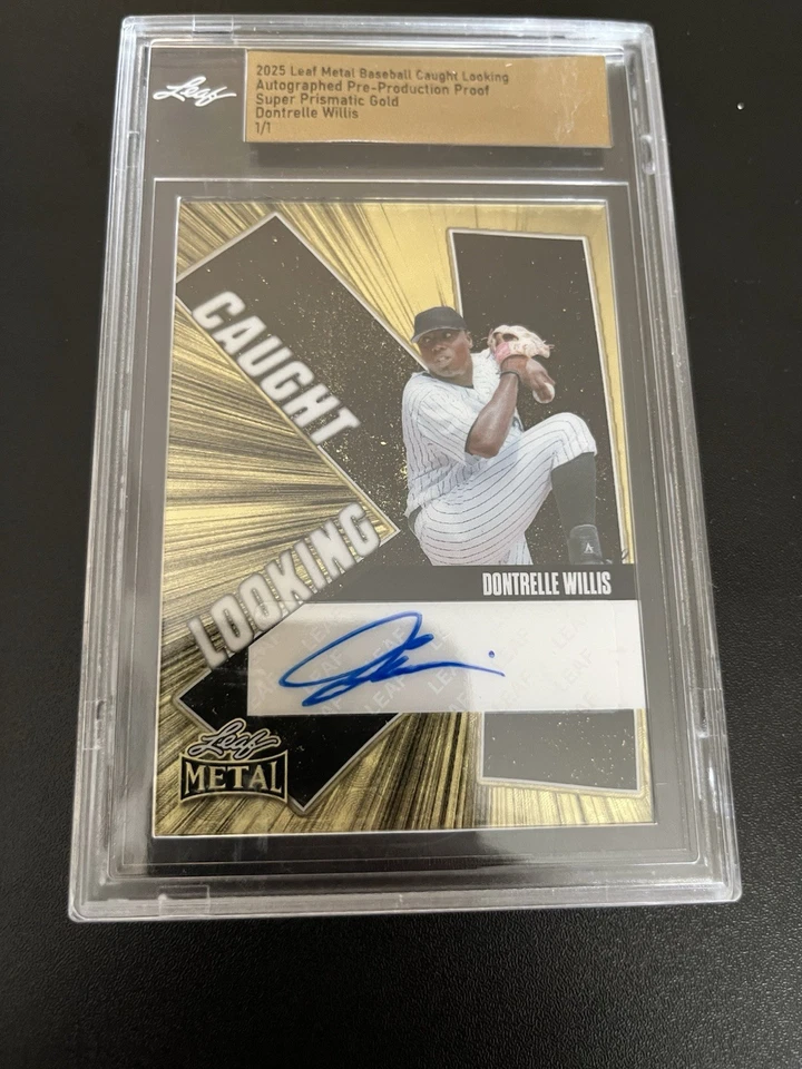 唐特雷·威利斯亲笔签名 - 1/1 - 2025 LEAF 金属棒球 - 预制证明 — 第 1/2 张图片