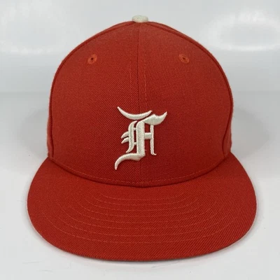 Gorra Fear Of God Essentials New Era ajustada 7 1/2 naranja lana MLB béisbol hombres Foto 1 de 4
