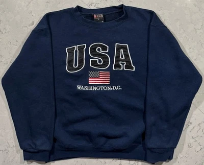 Sudadera De Colección EE. UU. Washington DC Para Mujer Cuello Redondo Talla Mediana M Azul Marino Foto 1 de 4