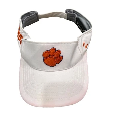 Clemson Tigers Paw Logo White Visor Zephyr Adjustable Hook and Loop Golf Tennis - Image 1 of 4