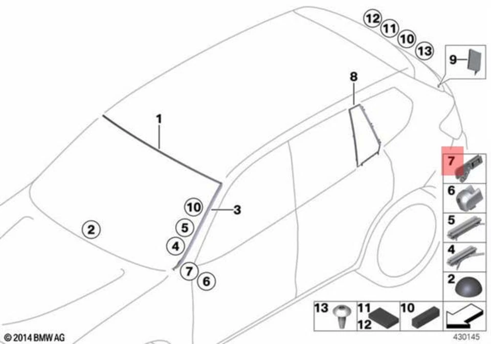 Clip inferior derecho genuino BMW X3 X4 M F25 F26 X3 18d 18i 20dX 20i 51317306206 Foto 1 de 1
