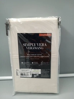 Juego de funda de almohada estándar Simply Vera Wang 800 hilos susurro blanco NUEVO Foto 1 de 4