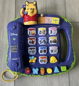VTECH Disney Winnie The Pooh Teach N Lights Phone Learning Toy Tested Works - Picture 1 of 5