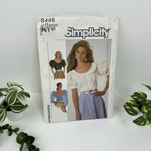 Peasant Blouse Size 6-10 Pattern 8498 Ruffles Buttons Steampunk Uncut Vtg 80s - Picture 1 of 2