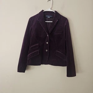 Blazer giacca pelle velluto a coste viola Ralph Lauren vintage taglia 14 - Foto 1 di 5