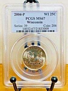 2004-P Washington Quarter Wisconsin PCGS MS67 Mint State 67 #21833009 - Picture 1 of 2