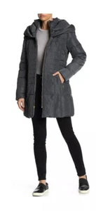 Neu 375 $ Cole Haan grau Reißverschluss Daunen gefütterte Steppjacke Mantel Damen Small F17 - Bild 1 von 11