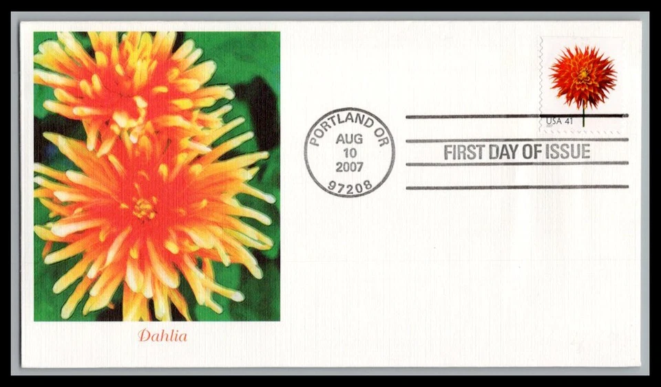 US FDC # 4179 41c Flowers, Dahlia Fleetwood   2007, 9p3648 - Image 1 of 1