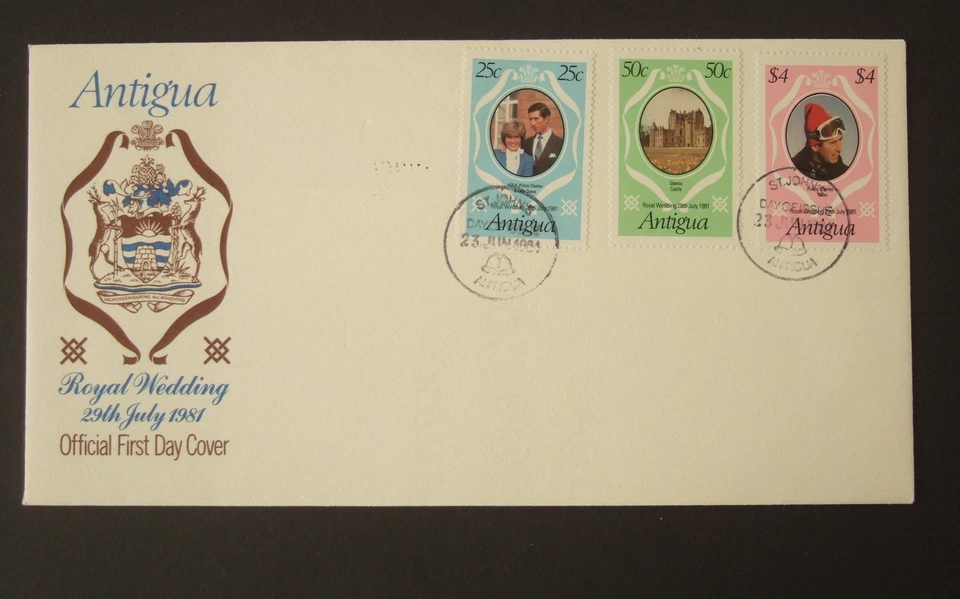 Antigua 1981 Boda Real FDC Primer Día Cubierta Charles Diana Foto 1 de 1