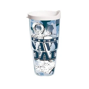 NEU Tervis Becher mit weißem Deckel, 24 Unzen, Verpackung sagt Proud Navy Dad - Bild 1 von 1