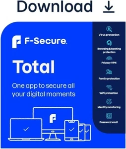 Código de correo electrónico F-Secure Total Protection 3 dispositivos 1 año 2024 PC/Mac/móvil