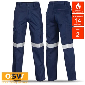 Unisex Navy Flame Fire Retardant Reflective ATPV 14 cal/Cm2 / HRC:2 Work Pants - Picture 1 of 4