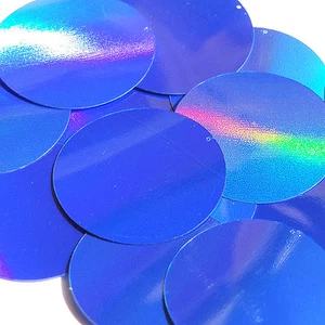 Blue Lazersheen Reflective Sequin Round 50mm Couture Paillettes - Picture 1 of 2