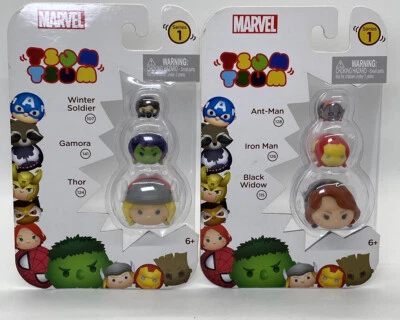 2 NEW Series 1 Marvel Tsum Tsum 3-packs - Ant-Man Iron Man Thor Winter Soldier  - Image 1 of 4