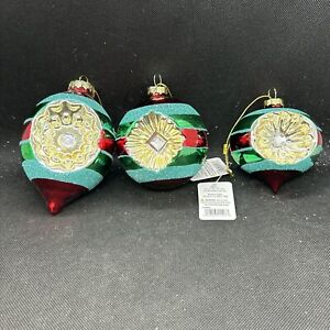 NEW Raz Imports Set Of 3 Country Christmas Striped 3” Ornament Set NEW With Tags