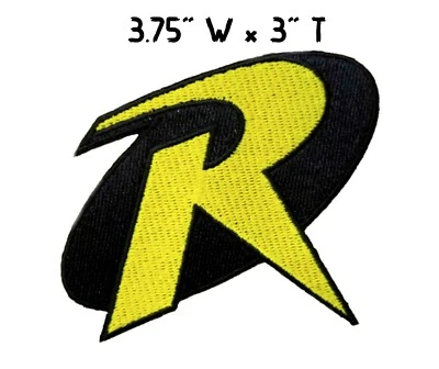 DC Comics Robin Logo Embroidered Sew/Iron-on Patch 3.75" x 3" Batman Joker - Image 1 of 4
