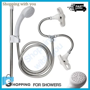 Push Fit On Taps Shower Head Kit Long Hose Removable Attachment Spray Bathroom - Picture 1 of 15