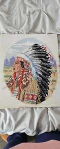 Native American Indian Cross Stitch Completed - Picture 1 of 10
