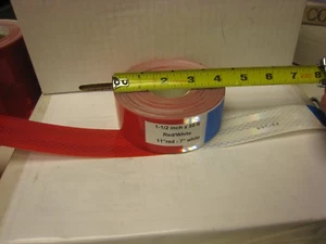 WHITE RED Reflective Conspicuity Tape 1-1/2" x 50' 7-11 - Picture 1 of 4
