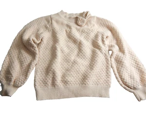 Janie and Jack Girls 12 Sweater Honeycomb Knit Metallic Pink Bow Pullover EUC - Picture 1 of 3