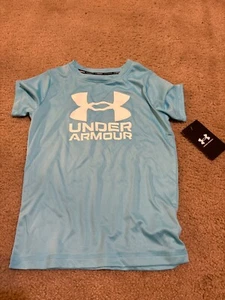 Under Armour Swim Shirt Boys Size 6 Youth Blaze blue UPF 50 Short Sleeve NWT - Picture 1 of 4